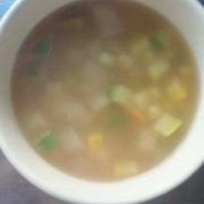 庭のズッキーニ消化の為色々レシピを探してました。スープ美味しい～野菜もいっぱい食べられて良い。